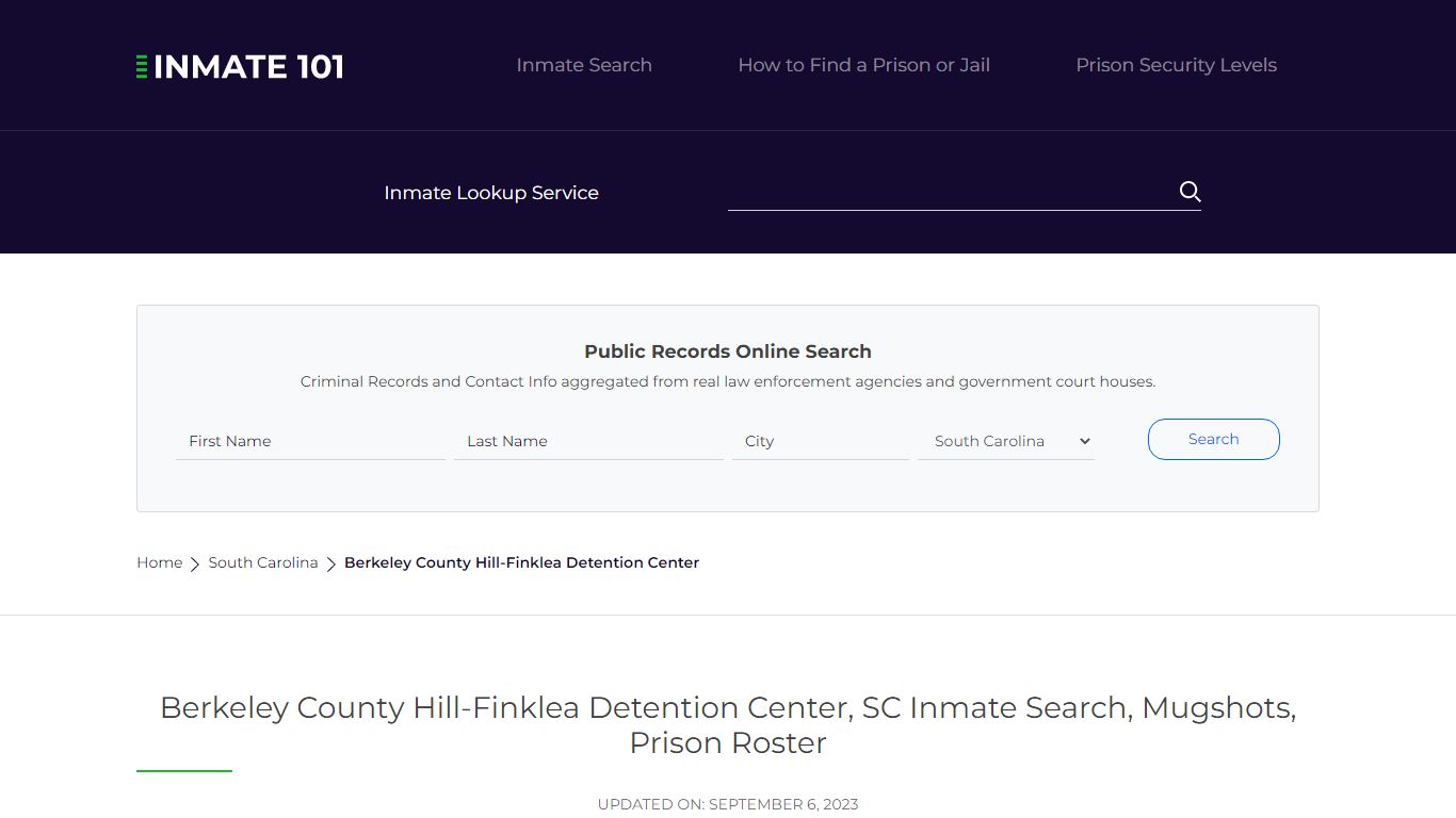 Berkeley County Hill-Finklea Detention Center, SC Inmate Search ...